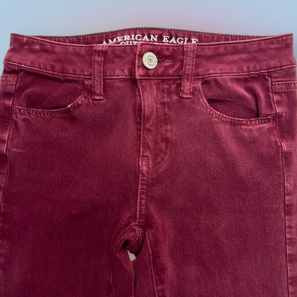 AMERICAN EAGLE Women’s 0 Short Burgundy Super Stretch Jeggings - Picture 1 of 4
